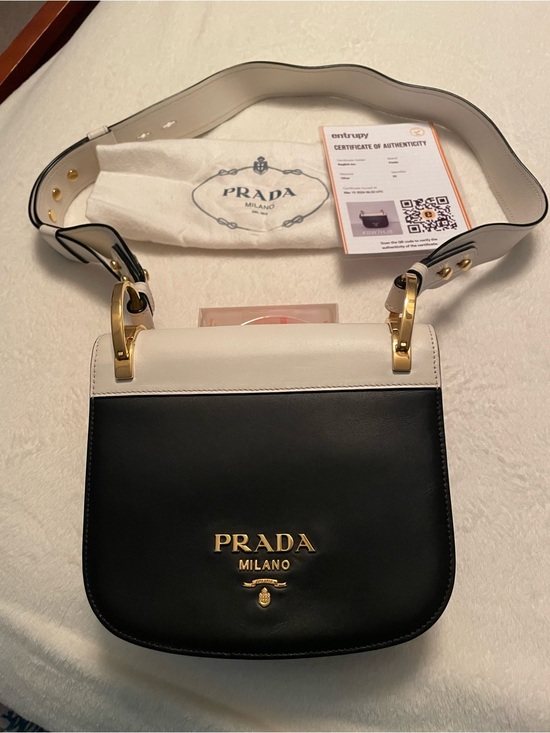 Prada Handbags - Prada Two-Tone Leather Shoulder Bag - Black & White